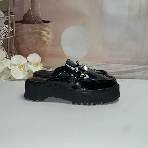 NEW! Madden Girl Black Mules with Silver Chain - Picture 3 of 8